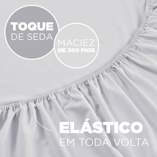 Imagem de Jogo de Cama Casal Liso Toque de Seda Jolitex - 300 Fios