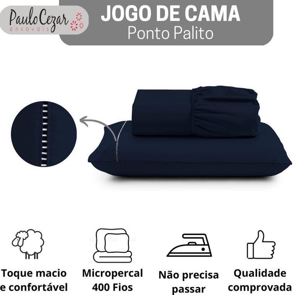 Imagem de Jogo de Cama Classic Solteiro Percal 400 Fios Ponto Palito 02 Peças, Antiácaro, Toque Macio e Confortável