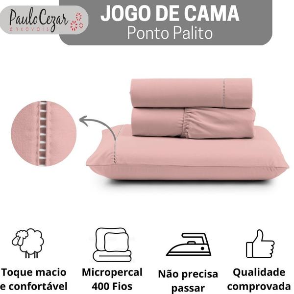 Imagem de Jogo de Cama Classic Solteiro Percal 600 Fios Ponto Palito 03 Peças, Antiácaro, Anti-pilling com Toque Macio