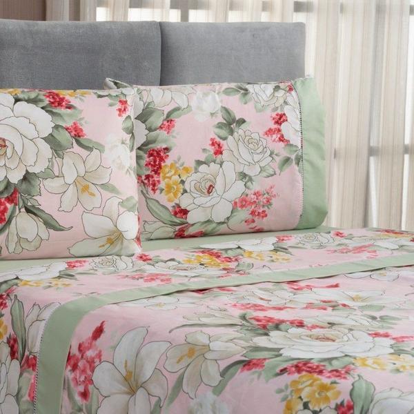 Imagem de Jogo De Cama Estampado Micropercal 200 Fios Naturale Queen 04 Peças - Killy 