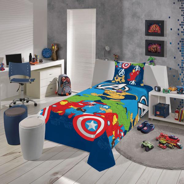 Imagem de Jogo de cama infantil 3-peças avengers solteiro microfibra lepper ref-059622