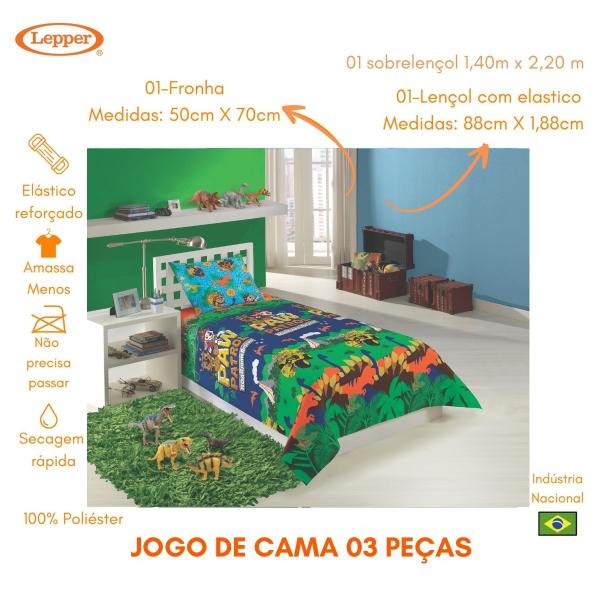 Imagem de Jogo de cama infantil 3-peças patrulha canina microfibra lepper