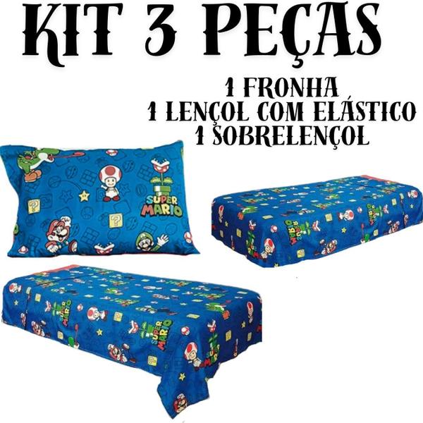 Imagem de Jogo De Cama Infantil 3 Peças Solteiro Modelo:Mario Bross