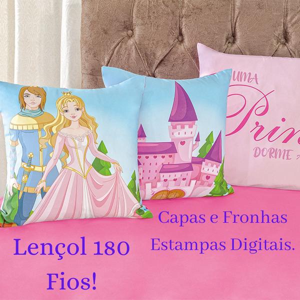 Imagem de Jogo De Cama Infantil 4 Peças Lençol 180fios Capas Almofadas