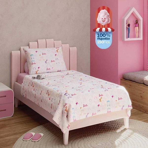 Imagem de Jogo De Cama Infantil Barbie 100% Algodão 150 Fio 3pç Lepper