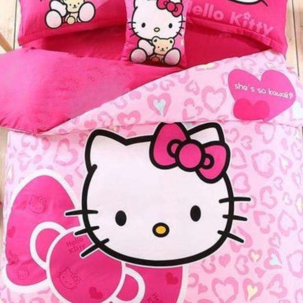 Imagem de Jogo de cama infantil hello kitty 4 peças com edredom decor