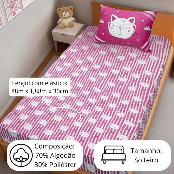 Imagem de Jogo de Cama Infantil Joy Com Fronha Estampa Localizada Malha Com Elástico Solteiro