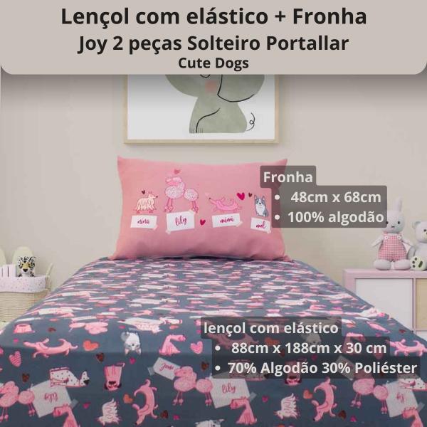 Imagem de Jogo de Cama Infantil Joy Com Fronha Estampa Localizada Malha Com Elástico Solteiro