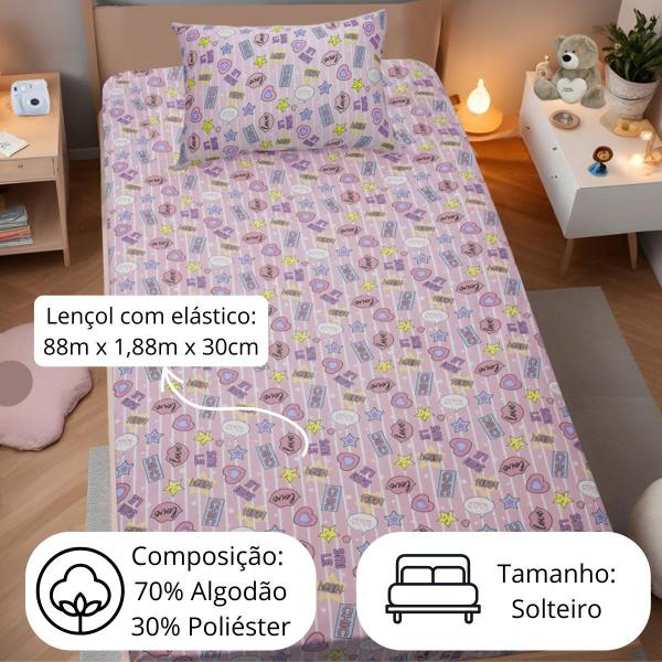 Imagem de Jogo De Cama Infantil Lençol Solteiro Doce Vida Menino E Menina Personagens 2 Peças