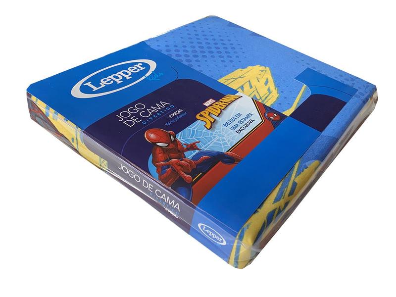 Imagem de Jogo de Cama Infantil Lepper Homem Aranha Solteiro 2 Peças Microfibra Azul