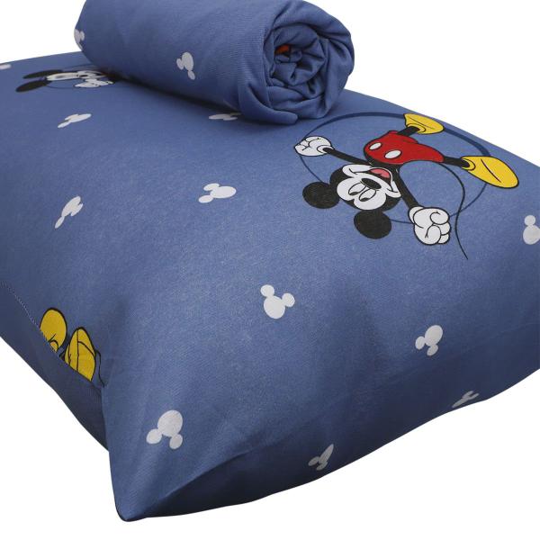 Imagem de Jogo De Cama Infantil Mickey Mouse Solteiro Disney Simples 2 Peças Malha Cool Azul Portallar