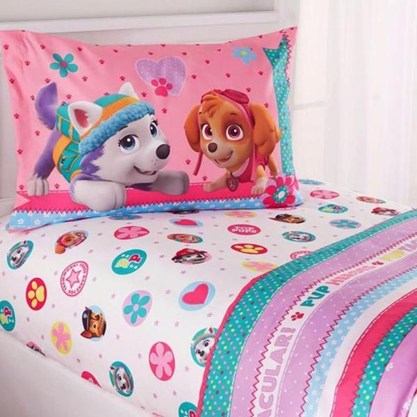 Imagem de Jogo de cama infantil skye patrulha canina 4pç casal queen