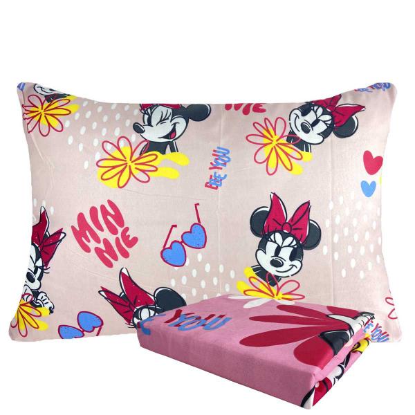 Imagem de Jogo de Cama Infantil Solteiro Estampado Minnie Microfibra 1,40 m x 2,20 m Com 2 Peças