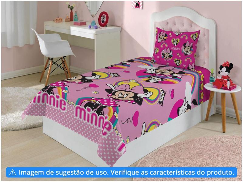 Imagem de Jogo de Cama Infantil Solteiro Lepper Microfibra - Minnie Pink 2 Peças