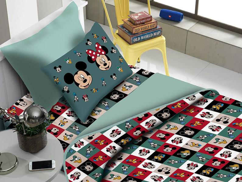 Imagem de Jogo de Cama Infantil - Solteiro - Malha - 2 Peças - Mickey Faces - Portallar