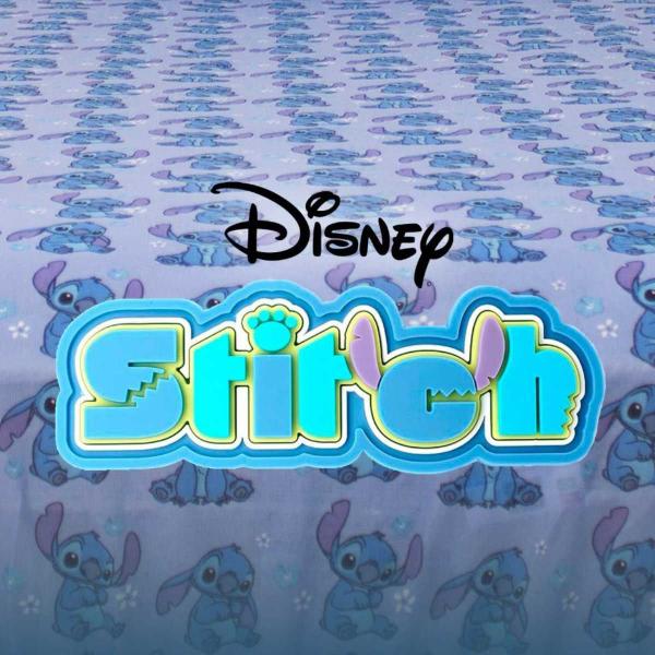 Imagem de Jogo De Cama Infantil Stitch e Angel Solteiro Disney Simples 2 Peças Malha Portallar