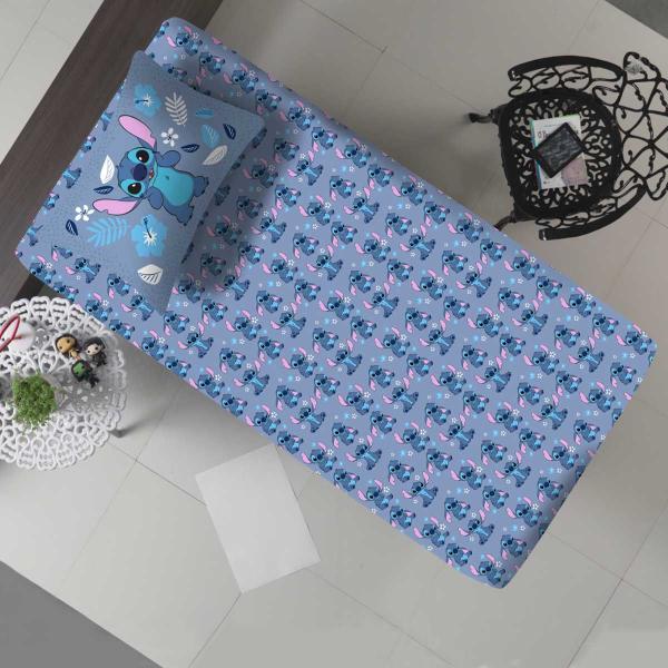 Imagem de Jogo De Cama Infantil Stitch e Angel Solteiro Disney Simples 2 Peças Malha Portallar