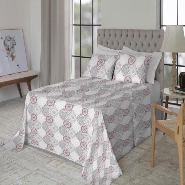 Jogo de Cama King Size Algodão 130 Fios 4 Peças Estampado - Fiori Imagem de Jogo de Cama King Size Algodão 130 Fios 4 Peças Estampado