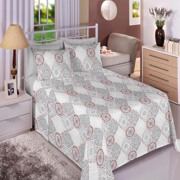 Jogo de Cama King Size Algodão 130 Fios 4 Peças Estampado - Fiori Imagem de Jogo de Cama King Size Algodão 130 Fios 4 Peças Estampado