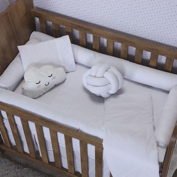 Imagem de Jogo de Cama Lençol 3 Peças Baby 100% Algodão Moderninhos Berço Americano White