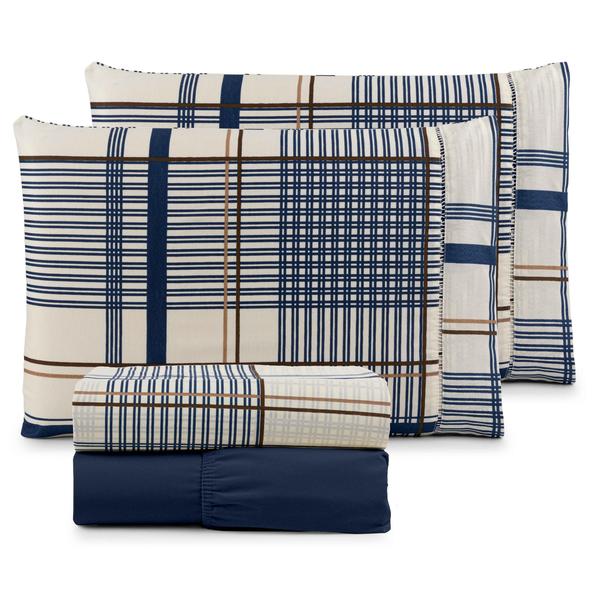 Jogo de Cama Lençol 4 peças PERCAL 100 ALGODÃO Casal Estampado - Alfa Enxovais Jogo de Cama Lençol 4 peças PERCAL 100 ALGODÃO Casal Estampado - Alfa Enxovais