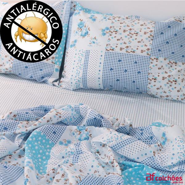 Imagem de Jogo de Cama Lençol 4 Peças Queen Com Elástico Estampado 158x198x30cm  BF Colchões