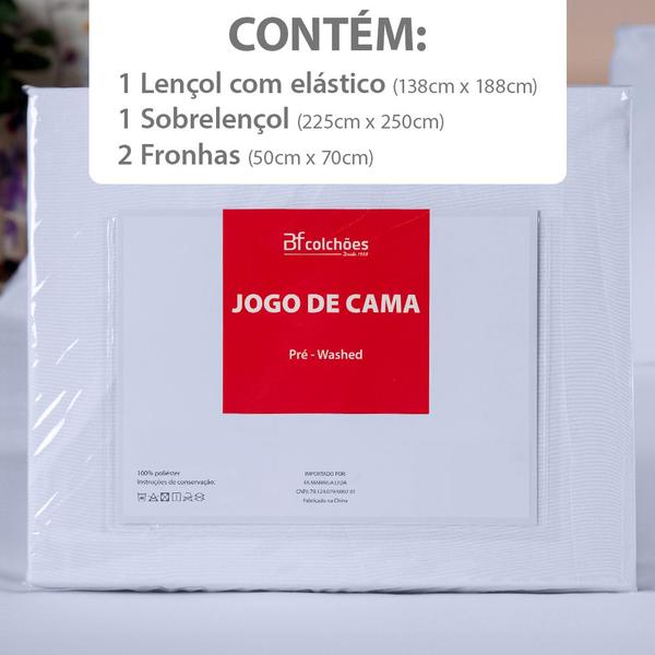 Imagem de Jogo de Cama Lençol Casal Micro Percal 300 fios com 4 Peças Premium - BF Colchões