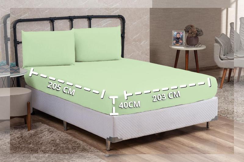 Imagem de Jogo de Cama Lençol King Size 200 Fios Algodão 4 peças Conjunto com Elástico e Fronhas