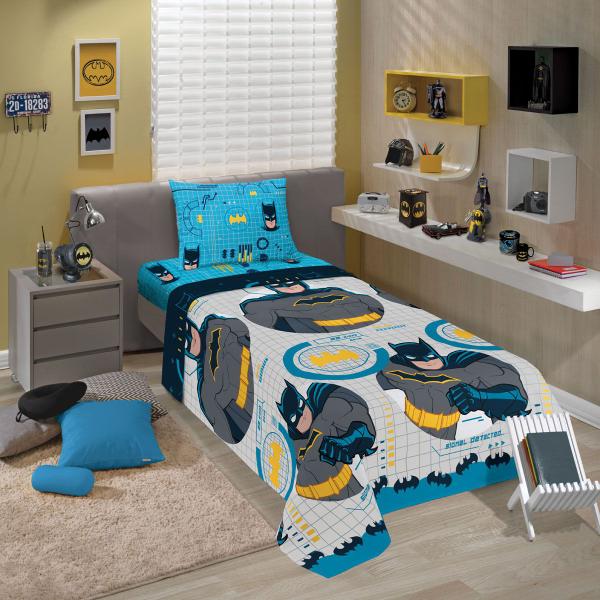 Imagem de Jogo de Cama Microfibra Solteiro Infantil Batman 2 pçs - Lepper