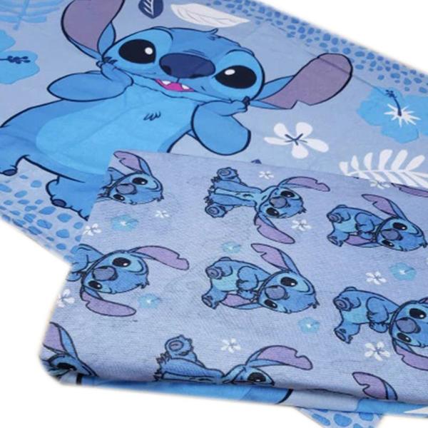 Imagem de Jogo de Cama Portallar Casal Joy Malha Mista Estampado Disney Stich 3 Pçs Azul