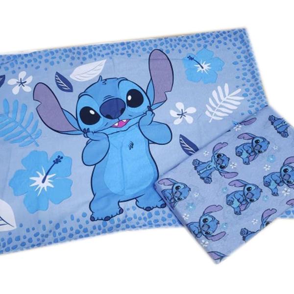 Imagem de Jogo de Cama Portallar Casal Joy Malha Mista Estampado Disney Stitch 3 Pçs Azul