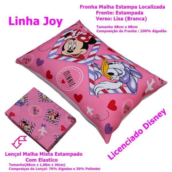 Imagem de Jogo de Cama Portallar Solteiro Joy Malha Mista Estampado Disney Minnie E Margarida 2 Peças Rosa