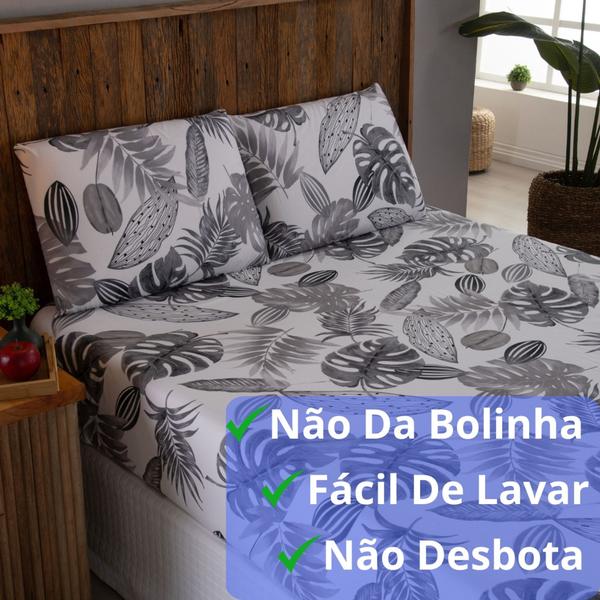 Imagem de Jogo De Cama Queen 3 peças Lençol Micro Percal 400 Fios Estampado