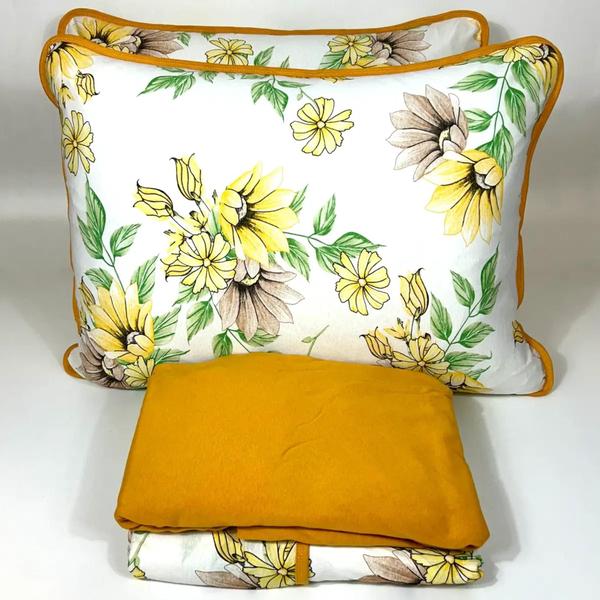 Imagem de Jogo de Cama Queen 4 Peças de Malha Floral Amarelo  Colloda