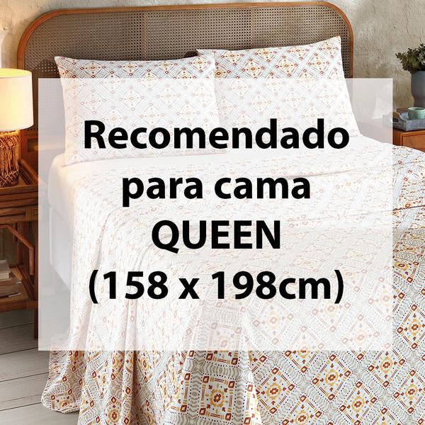 Imagem de Jogo de Cama Queen 4 peças Lençol com Elástico 100% Algodão Percal 130 Fios 158x198x35cm - Dohler