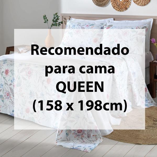 Imagem de Jogo de Cama Queen 4 peças Lençol com Elástico 100% Algodão Percal 130 Fios 158x198x35cm - Dohler