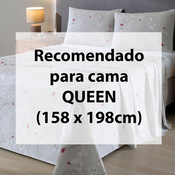 Imagem de Jogo de Cama Queen 4 Peças Lençol com Elástico 100% Algodão Percal 180 Fios 158x198x35cm - Dohler