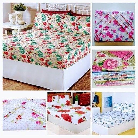 Imagem de Jogo de Cama Queen 4 Peças Lençol Linha Charme Lindas Estampas Para Cama Box