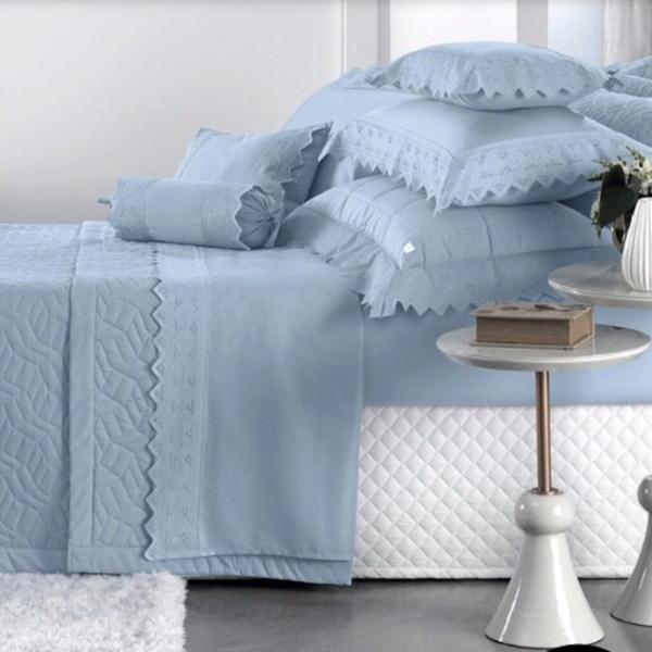 Imagem de Jogo de Cama Queen com Renda Altenburg Cetim 300 Fios Maison D'Art Etienne - Azul