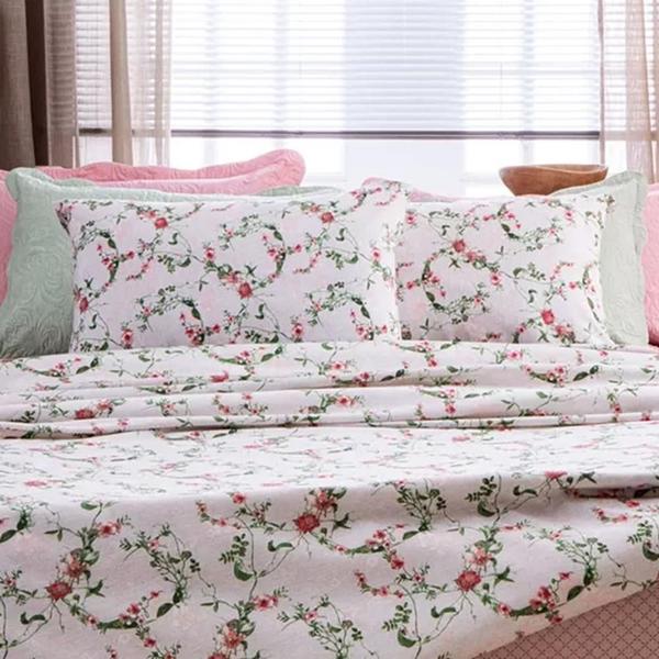 Imagem de Jogo De Cama Queen Corttex Due Floral Rosa 4 Pçs