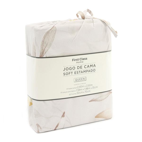 Imagem de Jogo de cama  queen soft estampado - ashe bege