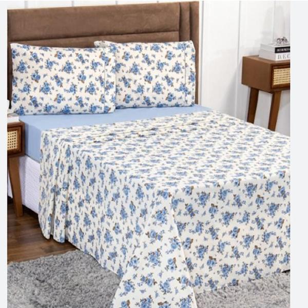 Imagem de Jogo de Cama Roupa Lençol Box Casal Queen Estampado 4 Peças - Estampas Sortidas