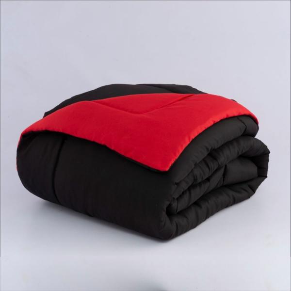 Imagem de Jogo de Cama Soft Conforto Casal Queen 5 Peças Preto e Vermelho Casa Dona