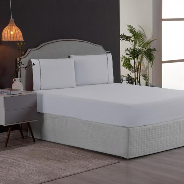 Jogo de Cama Solteiro 2 Peças Percal 200 Fios com Ponto Palito Lençol com Elástico e Fronha - MF ENXOVAIS Imagem de Jogo de Cama Solteiro 2 Peças Percal 200 Fios com Ponto Palito Lençol com Elástico e Fronha