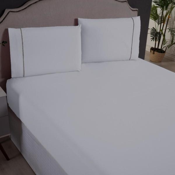 Jogo de Cama Solteiro 2 Peças Percal 200 Fios com Ponto Palito Lençol com Elástico e Fronha - MF ENXOVAIS Imagem de Jogo de Cama Solteiro 2 Peças Percal 200 Fios com Ponto Palito Lençol com Elástico e Fronha