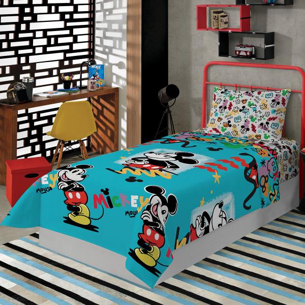 Imagem de Jogo de Cama Solteiro 3pçs Personagens Infantil Lepper Wandinha Minnie Mickey Spider Patrulha Canina