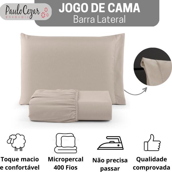 Imagem de Jogo de Cama Solteiro 400 Fios Percal 02 Peças Com Barra, Antiácaro, Anti-pilling com Toque Macio