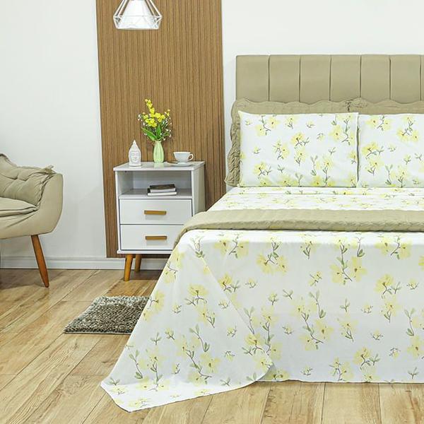 Imagem de Jogo de cama solteiro casual 180 estampado - vivian amarelo