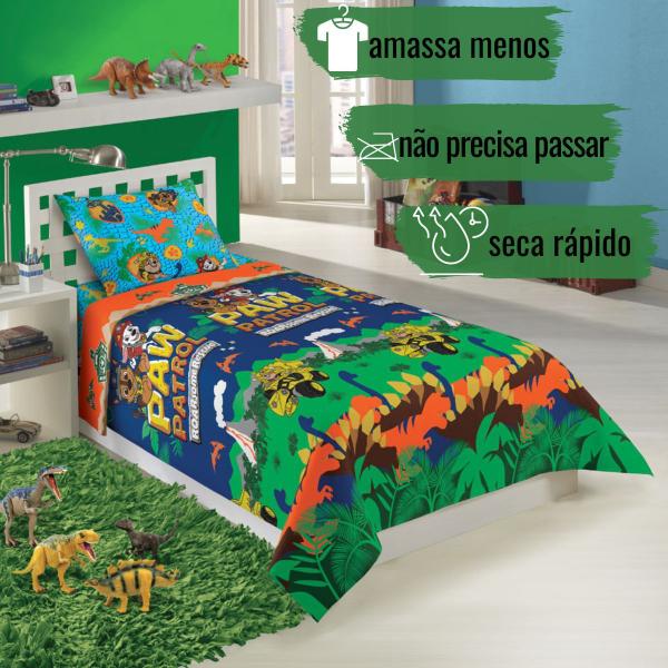 Imagem de Jogo de Cama Solteiro Infantil Estampado Personagens 2 Peças Microfibra 1,40m x 2,20m