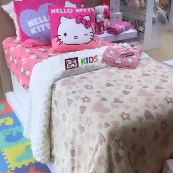 Imagem de Jogo de cama solteiro infantil lençol com elástico 2 peças hello kitty rosa